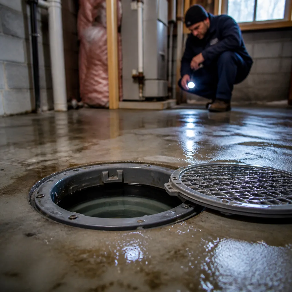 Ottawa basement floor drain and backwater valve access during spring thaw